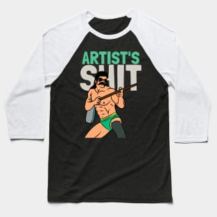 Artist's Shit Hipster Mullet Wrestler Mustache Absurd Humor Baseball T-Shirt